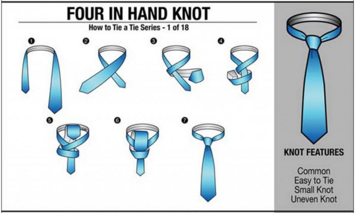 cara ikat tie four in hand knot
