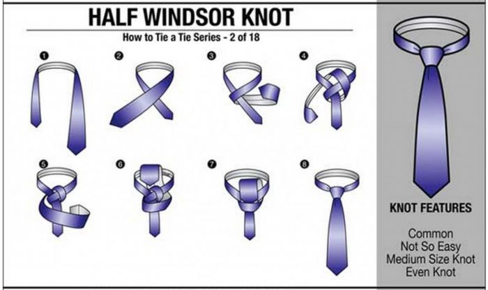 cara ikat tie half windsor knot