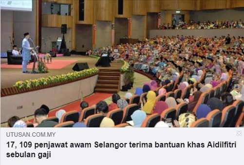 kerajaan negeri selangor umum bonus